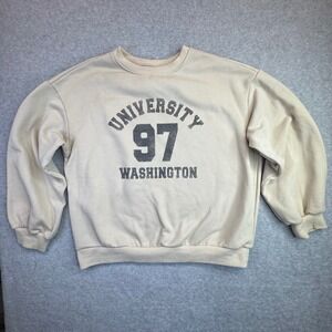 Dazy  Washington Univesity Womens M Pullover Sweatshirt Tan Beige Fleece